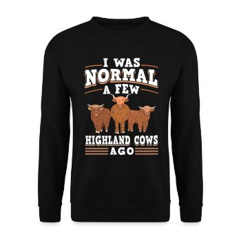 Scottish Highland Cattle Cow - Unisex Pullover - Schwarz - Vorne - Alina (178cm) & Michal (187cm)