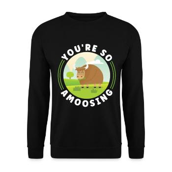Scottish Highland Cattle Cow - Unisex Pullover - Schwarz - Vorne - Alina (178cm) & Michal (187cm)