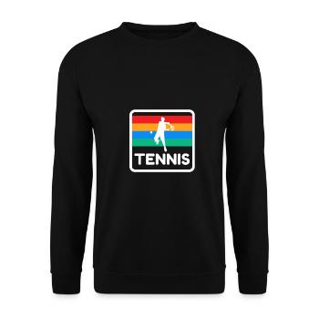 Tennis Vintage Design 80s 70s Tennis Turnier - Unisex Pullover - Schwarz - Vorne - Alina (178cm) & Michal (187cm)