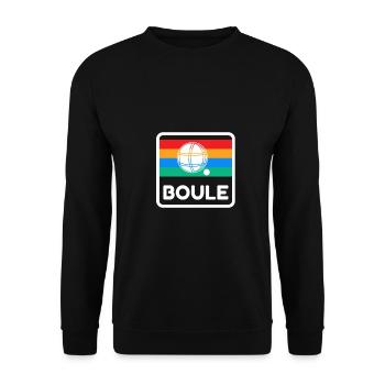 Boule Retro Design 80s 70s Vintage Boccia Spieler - Unisex Pullover - Schwarz - Vorne - Alina (178cm) & Michal (187cm)