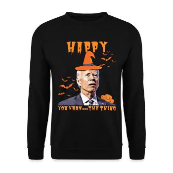 Happy you know the thing funny halloween Biden - Unisex Sweatshirt - black - Front - Alina (178cm) & Michal (187cm)