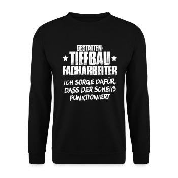 Tiefbaufacharbeiter Tiefbau Spezialtiefbauer - Unisex Pullover - Schwarz - Vorne - Alina (178cm) & Michal (187cm)