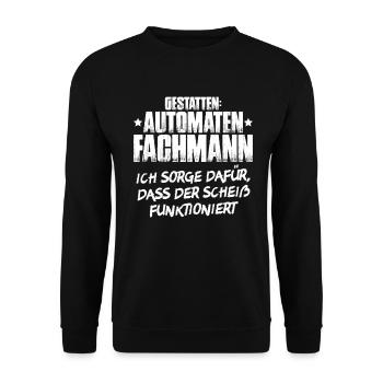Automatenfachmann Automatenfachfrau Automaten - Unisex Pullover - Schwarz - Vorne - Alina (178cm) & Michal (187cm)