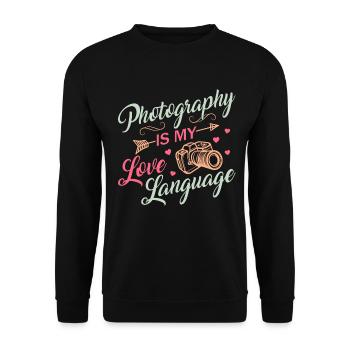 Photography Camera Lens Retro - Unisex Pullover - Schwarz - Vorne - Alina (178cm) & Michal (187cm)