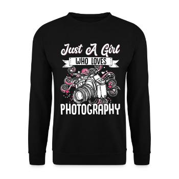 Photography Camera Lens Flowers - Unisex Pullover - Schwarz - Vorne - Alina (178cm) & Michal (187cm)