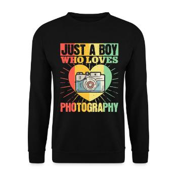 Photography Camera Lens Retro Just - Unisex Pullover - Schwarz - Vorne - Alina (178cm) & Michal (187cm)