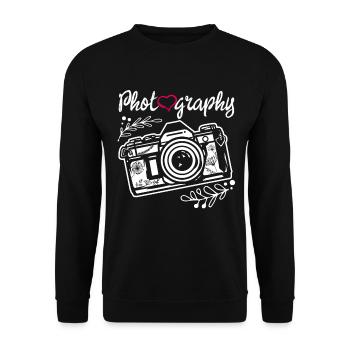 Photography Camera Lens Watercolor - Unisex Pullover - Schwarz - Vorne - Alina (178cm) & Michal (187cm)