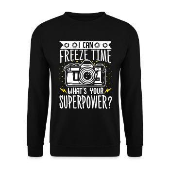 Photography Camera Lens I Can - Unisex Pullover - Schwarz - Vorne - Alina (178cm) & Michal (187cm)