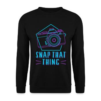 Photography Camera Lens Retro Snap - Unisex Pullover - Schwarz - Vorne - Alina (178cm) & Michal (187cm)