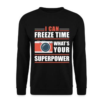 Photography Camera Lens I Can - Unisex Pullover - Schwarz - Vorne - Alina (178cm) & Michal (187cm)