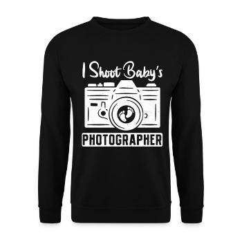 Photography Camera Lens I Shoot - Unisex Pullover - Schwarz - Vorne - Alina (178cm) & Michal (187cm)