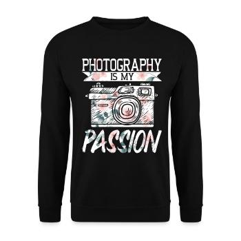 Photography Camera Lens Flowers - Unisex Pullover - Schwarz - Vorne - Alina (178cm) & Michal (187cm)