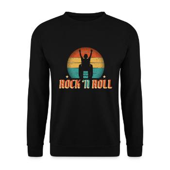 Rock 'n' Roll Rollifahrer Rollstuhlfahrer Metalfan - Unisex Pullover - Schwarz - Vorne - Alina (178cm) & Michal (187cm)