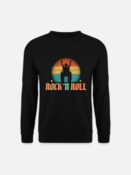 Rock 'n' Roll Rollifahrer Rollstuhlfahrer Metalfan - Unisex Pullover - Schwarz