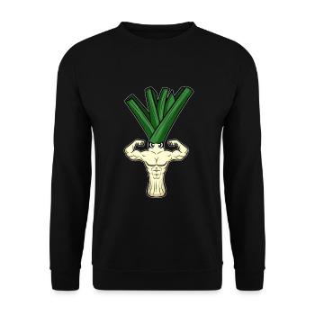 Bodybuilding Weightlifter Leek - Unisex Sweatshirt - black - Front - Alina (178cm) & Michal (187cm)