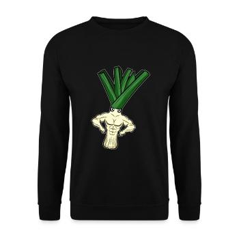 Bodybuilding Weightlifter Leek - Unisex Sweatshirt - black - Front - Alina (178cm) & Michal (187cm)