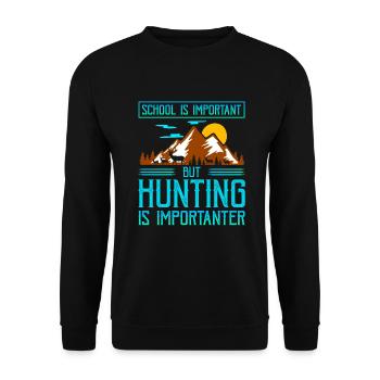 L’école est importante, mais la chasse est plus importante - Sweat-shirt Unisexe - noir - Devant - Alina (178cm) & Michal (187cm)