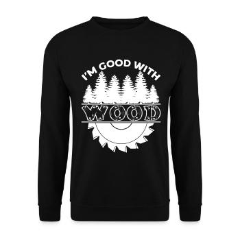 Je suis bon avec menuisier de bois charpentier menuisier - Sweat-shirt Unisexe - noir - Devant - Alina (178cm) & Michal (187cm)