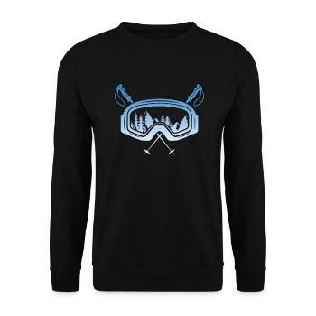 Skibrille mit Skistöcken Skifahrer Skier - Unisex Pullover - Schwarz - Vorne - Alina (178cm) & Michal (187cm)