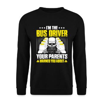 Busfahrer Bus Driver Busman Schulbusfahrer - Unisex Pullover - Schwarz - Vorne - Alina (178cm) & Michal (187cm)