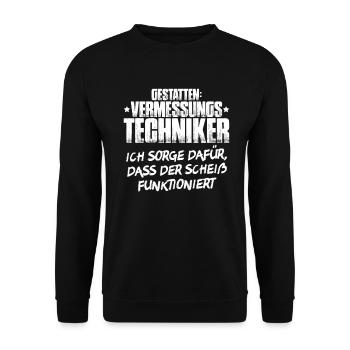Vermessungstechniker Vermesser Land Surveyor - Unisex Pullover - Schwarz - Vorne - Alina (178cm) & Michal (187cm)