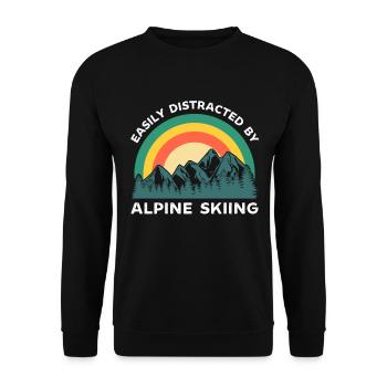 Facilement distrait par le ski alpin - Sweat-shirt Unisexe - noir - Devant - Alina (178cm) & Michal (187cm)