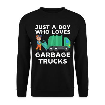 Just a boy who loves garbage trucks - Unisex Sweatshirt - black - Front - Alina (178cm) & Michal (187cm)