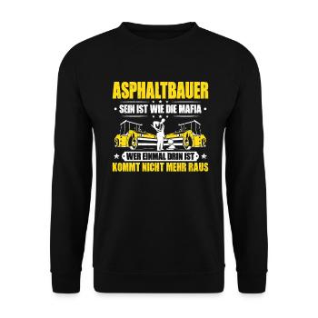 Asphaltbauer Asphaltierer Schwarzstraßenbauer - Unisex Pullover - Schwarz - Vorne - Alina (178cm) & Michal (187cm)
