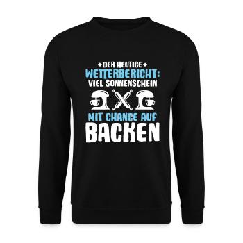 Bäcker Backen Bäckerin Bäckerei Baker Baking - Unisex Pullover - Schwarz - Vorne - Alina (178cm) & Michal (187cm)