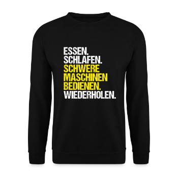 Baugeräteführer Kranführer Baggerfahrer Baugeräte - Unisex Pullover - Schwarz - Vorne - Alina (178cm) & Michal (187cm)