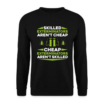 Schädlingsbekämpfer Kammerjäger Exterminator - Unisex Pullover - Schwarz - Vorne - Alina (178cm) & Michal (187cm)