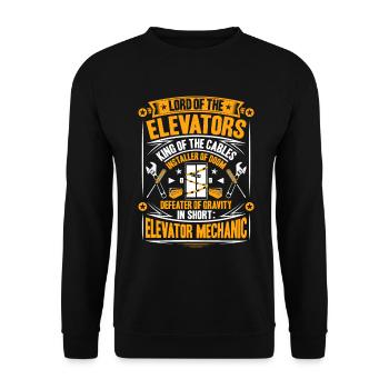 Elevator Fitter Elevator Mechanic Elevator Mechanic - Unisex Sweatshirt - black - Front - Alina (178cm) & Michal (187cm)