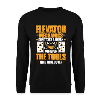 Elevator Fitter Elevator Mechanic Elevator Mechanic - Unisex Sweatshirt - black - Front - Alina (178cm) & Michal (187cm)