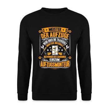 Elevator Fitter Elevator Mechanic Elevator Mechanic - Unisex Sweatshirt - black - Front - Alina (178cm) & Michal (187cm)