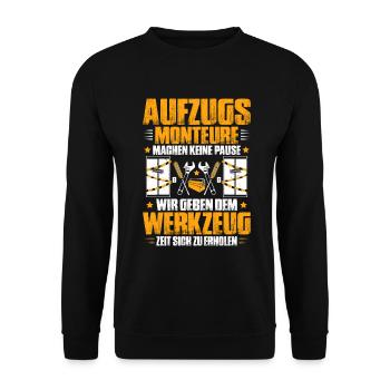 Elevator Fitter Elevator Mechanic Elevator Mechanic - Unisex Sweatshirt - black - Front - Alina (178cm) & Michal (187cm)