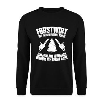 Forstwirt Forstwirtschaft Waldfacharbeiter Wald - Unisex Pullover - Schwarz - Vorne - Alina (178cm) & Michal (187cm)