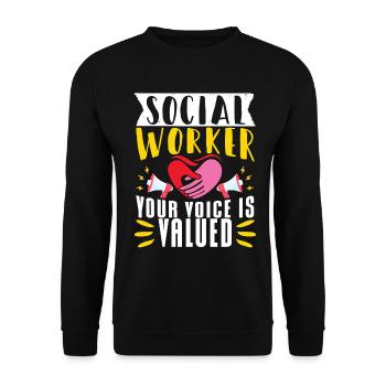 School Social Work Month Hands - Unisex Sweatshirt - black - Front - Alina (178cm) & Michal (187cm)