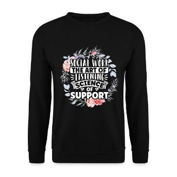School Social Work Month Flowers - Unisex Pullover - Schwarz - Vorne - Alina (178cm) & Michal (187cm)