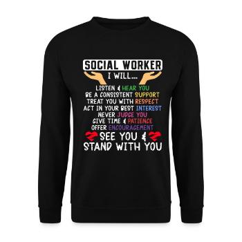 School Social Work Month Hands - Unisex Sweatshirt - black - Front - Alina (178cm) & Michal (187cm)