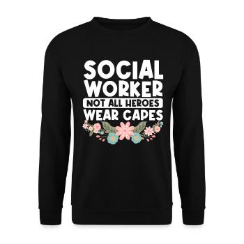School Social Work Month Flowers - Unisex Pullover - Schwarz - Vorne - Alina (178cm) & Michal (187cm)