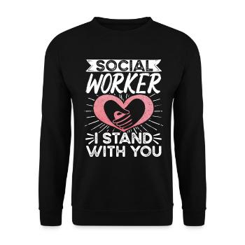 School Social Work Month Heart - Unisex Sweatshirt - black - Front - Alina (178cm) & Michal (187cm)