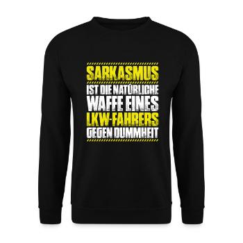 LKW-Fahrer Fernfahrer Berufskraftfahrer Trucker - Unisex Pullover - Schwarz - Vorne - Alina (178cm) & Michal (187cm)