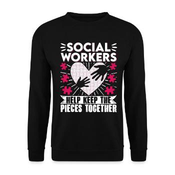 School Social Worker Month Heart - Unisex Sweatshirt - black - Front - Alina (178cm) & Michal (187cm)