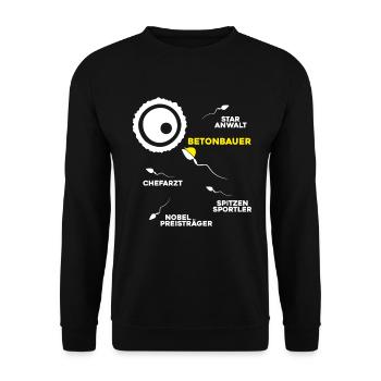 Betonbauer Stahlbetonbauer Concrete Worker - Unisex Pullover - Schwarz - Vorne - Alina (178cm) & Michal (187cm)