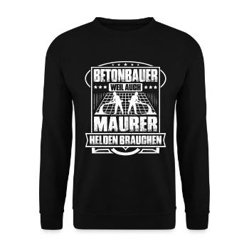 Betonbauer Stahlbetonbauer Concrete Worker - Unisex Pullover - Schwarz - Vorne - Alina (178cm) & Michal (187cm)