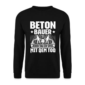 Betonbauer Stahlbetonbauer Concrete Worker - Unisex Pullover - Schwarz - Vorne - Alina (178cm) & Michal (187cm)