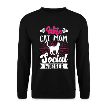 School Social Work Month WifeCat - Unisex Sweatshirt - black - Front - Alina (178cm) & Michal (187cm)