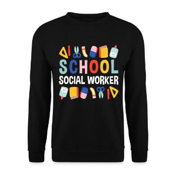 School Social Work Month School - Unisex Sweatshirt - black - Front - Alina (178cm) & Michal (187cm)