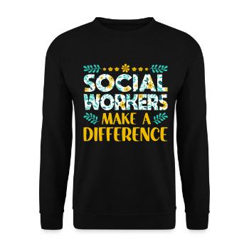 School Social Work Month Flowers - Unisex Sweatshirt - black - Front - Alina (178cm) & Michal (187cm)