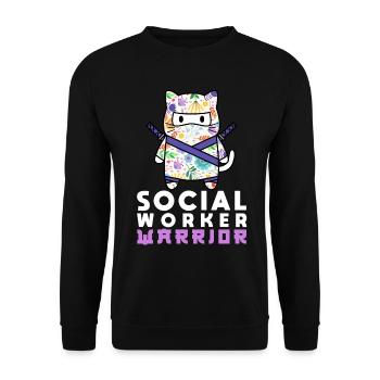 Mois du travail social à l’école Chat - Sweat-shirt Unisexe - noir - Devant - Alina (178cm) & Michal (187cm)